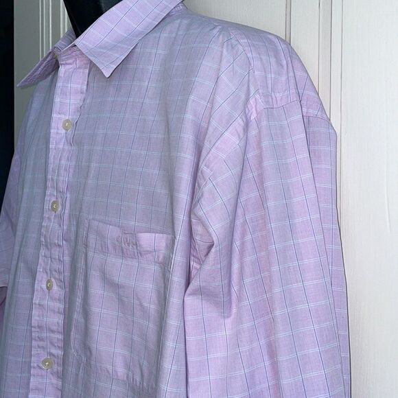 Vintage 80s Harold Powell lavender & white check cotton long sleeve shirt - Picture 4 of 10